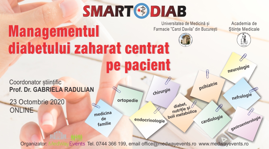 Conferința „Managementul diabetului zaharat centrat pe pacient” se va desfășura online pe 23 octombrie 2020