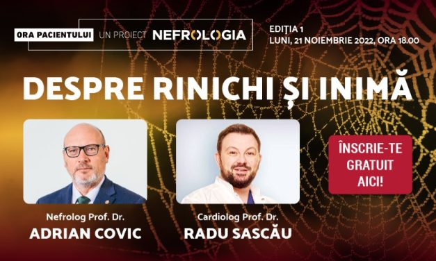 ”Despre rinichi și inimă” la Ora Pacientului Nefrologia.ro din 21 noiembrie, ora 18.00