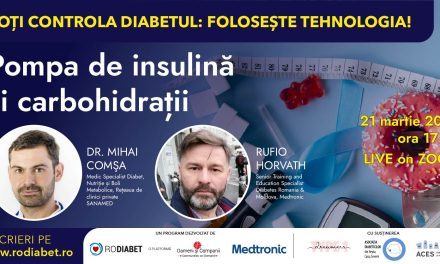 Astăzi are loc Ora Pacientului Rodiabet dedicată pompelor de insulină și carbohidraților