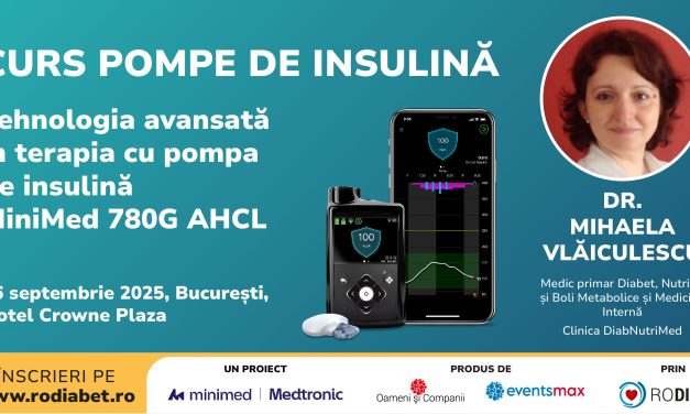 Curs cu noțiuni practice dedicat terapiei cu pompa de insulină, vineri 26 septembrie în București