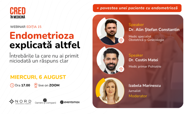 „Endometrioza explicată altfel. Întrebările la care nu ai primit niciodată un răspuns clar”, un nou webinar CRED în Medicină