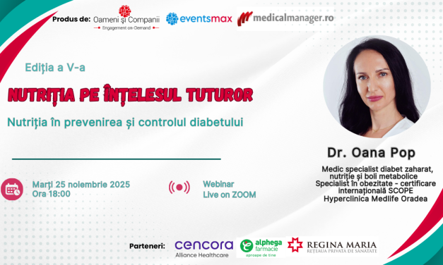 Continuă înscrierile la Webinarul “Nutriția în prevenirea și controlul diabetului”